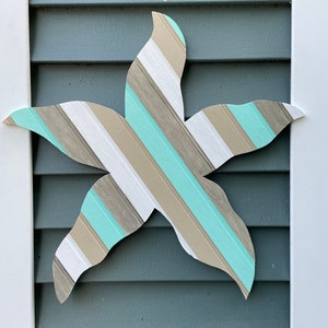 Starfish Wall Art Reclaimed Wood Rustic Coastal Decor Beach House, Bead Board