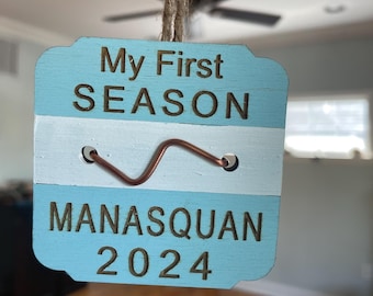 My First Season, Our First Season Beach Badge Sign Ornament, Baby's 1st Summer, New Home Owner New Jersey Shore