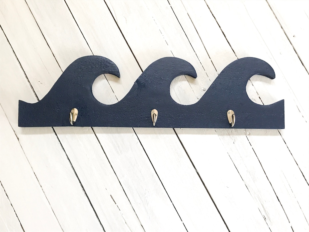 Wooden Wave Towel Rack: Shabby Chic Beach Decor - Etsy