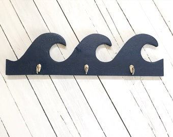 Wave Towel Rack, Coat Rack, Outdoor shower decor,  Shabby Chic Decor, Surf Decor, home & and living