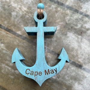 Anchor Ornament Chunky Wood Reclaimed Cedar