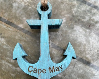 Anchor Ornament Chunky Wood Reclaimed Cedar