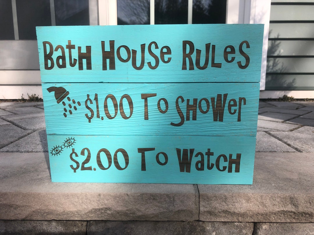 Towel Rack Bath House Rules Outdoor Shower Bathroom Decor Etsy