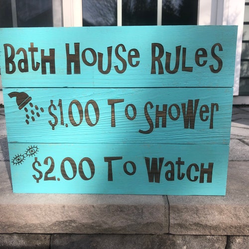 Towel Rack Bath House Rules Outdoor Shower Bathroom Decor Etsy