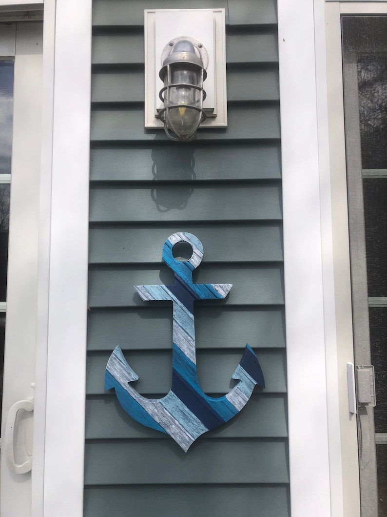 Wooden Anchor Wall Art Rustic Coastal Decor Reclaimed Wood Etsy