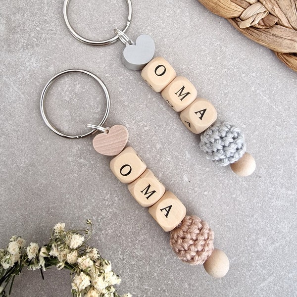 Grandma Keychain | Grandmother | Grandma | Gift | heart | crocheted | Pearls