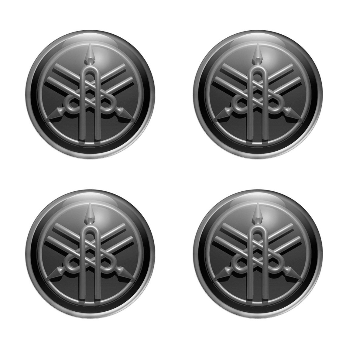 2x Metal 2.125 Brushed Aluminum Emblem Yamaha Sticker Logo Fairing Badge  Decal