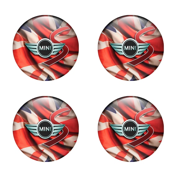 Buy Epoxy Emblem Set of 4 X 30mm-120mm Silicon 3D Print Surface Mini Cooper Domed  Decal Sticker for Rims Wheel Hub Center Caps, Laptop, Phone Online in India  
