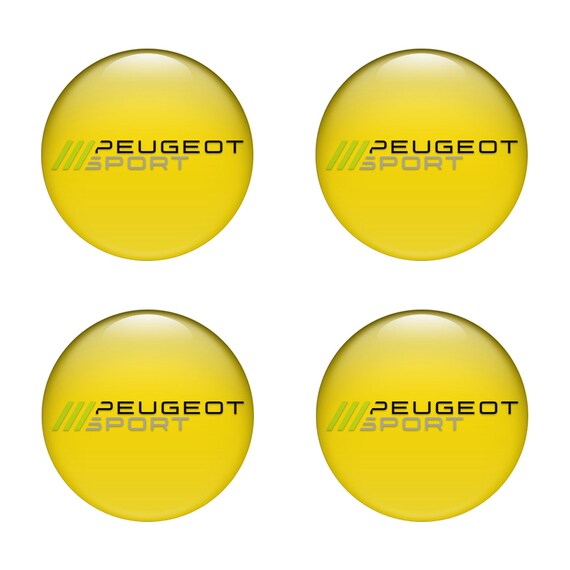 Peugeot Sport Logo Set 4 x 30-120mm Silicone Emblems for Wheel Center Caps,  Laptop, Tablet, Phone, Door, car interior domed sticker
