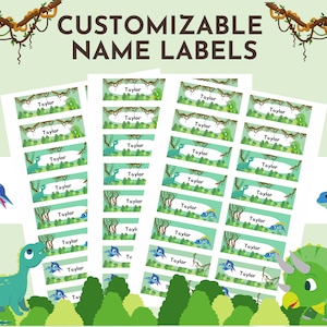 Customizable Dinosaur Name Label for you, 3x 1.3cm personalized name label, kids, leisure, unisex, no need to edit youself!