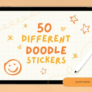 50 digital doodles sticker pack, digital stickers, png stickers, note page kit, goodnotes planner, instant download