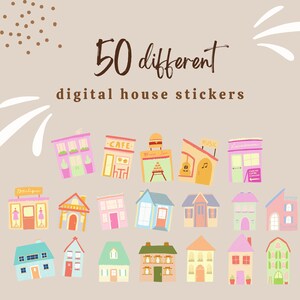 50 digitales Haus Sticker Pack, digitale Aufkleber, Png-Aufkleber, digitales Aufkleber-Kit, Notiz-Seiten-Kit, Goodnotes-Planer, sofortiger Download