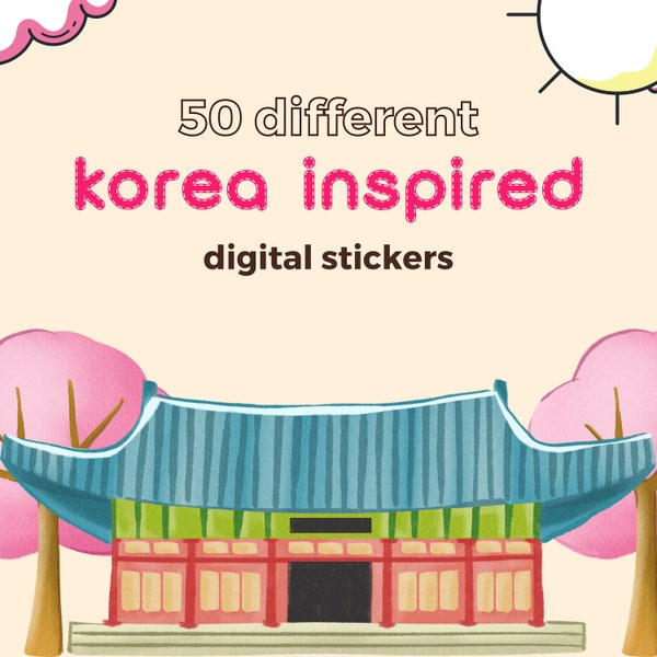 50 digitale korea bezogene/inspirierte Illustrationen Sticker Pack, digitale Sticker, Png Sticker, Notiz Kit, Goodnotes Planner, sofortiger Download