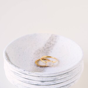 Neutral White and Granite Ring Dish Earl Grey Marbella Dish trinket dish styling prop wedding engagement jewelry holder image 3