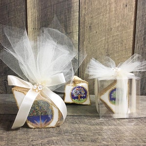 Handmade wedding or baptism favors with various Icons