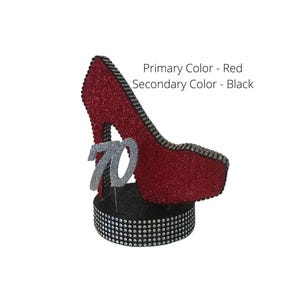 Stiletto Centerpiece: Birthday and Party Decoration/9" Tall High Heel with Rhinestone Ribbon Edge immagine 4