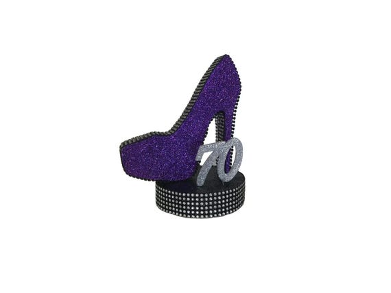 Stiletto Centerpiece: Birthday and Party Decoration/9" Tall High Heel with Rhinestone Ribbon Edge