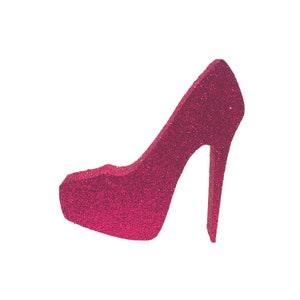 Stiletto High Heel Shoe Foam Cutouts, use for birthday parties, sweet 16, quinceañera, shopping theme candlelabra Hot Pink Glitter