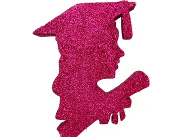 Graduation Silhouette Girl Face cutout, graduation table decorations and graduation photo backdrop