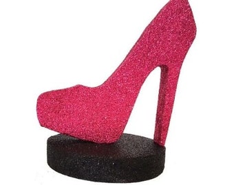 High Heel Shoe Centerpiece, Cutout Shoe on Foam Base, DIY shopping centerpieces, heels and shopping centerpieces