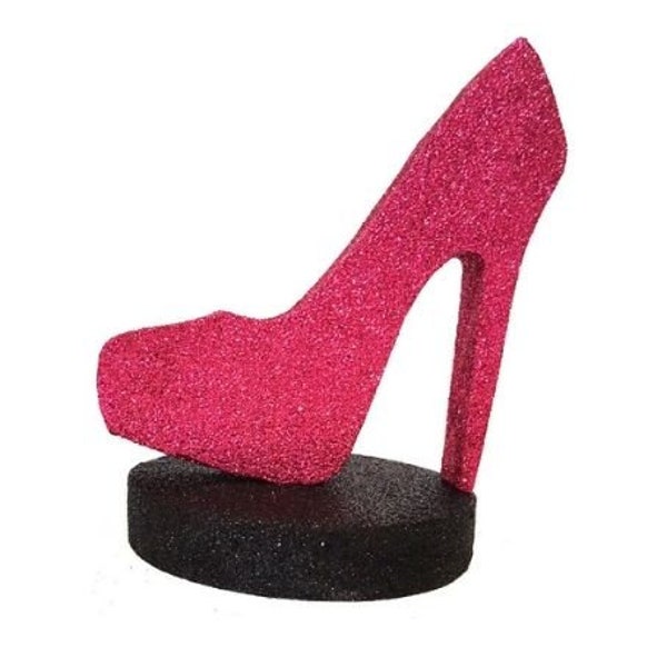 High Heel Shoe Centerpiece, Cutout Shoe on Foam Base, DIY shopping centerpieces, heels and shopping centerpieces