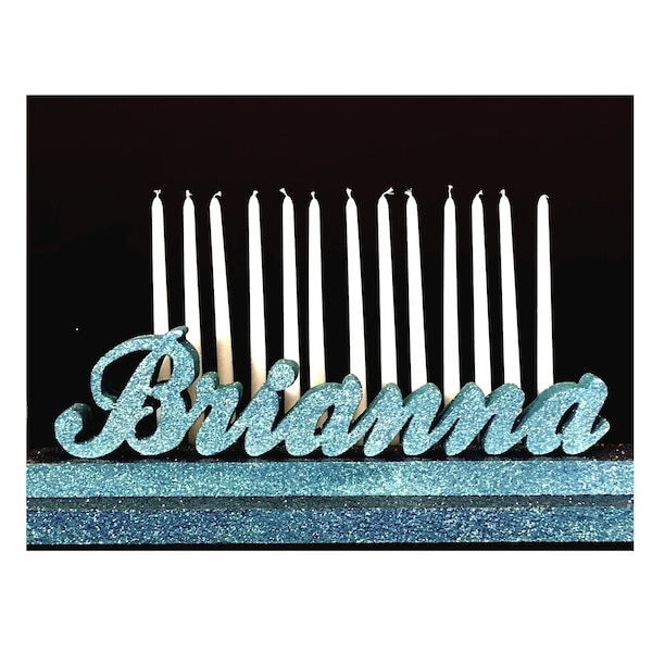 Candle Lighting display - JOINED SCRIPT LETTERS for Bar & Bat Mitzvah, Candelabra for Sweet 16, Name board for Quinceanera