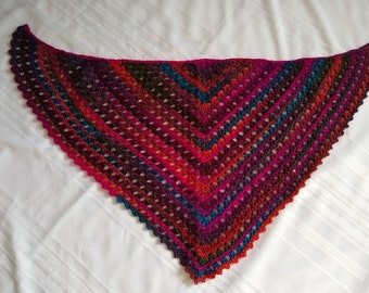 Crochet multicolor triangular scarf