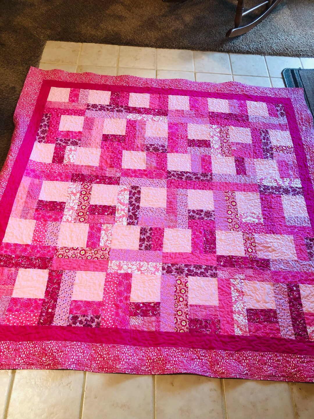 Handmade & Quilted Patchwork Lap Quilt With Colorful Pinks L Etsy