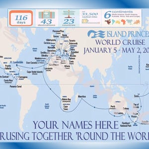 AIMANT POUR CARTE Princess World Cruise 2025 (révisé) - Fait sur mesure