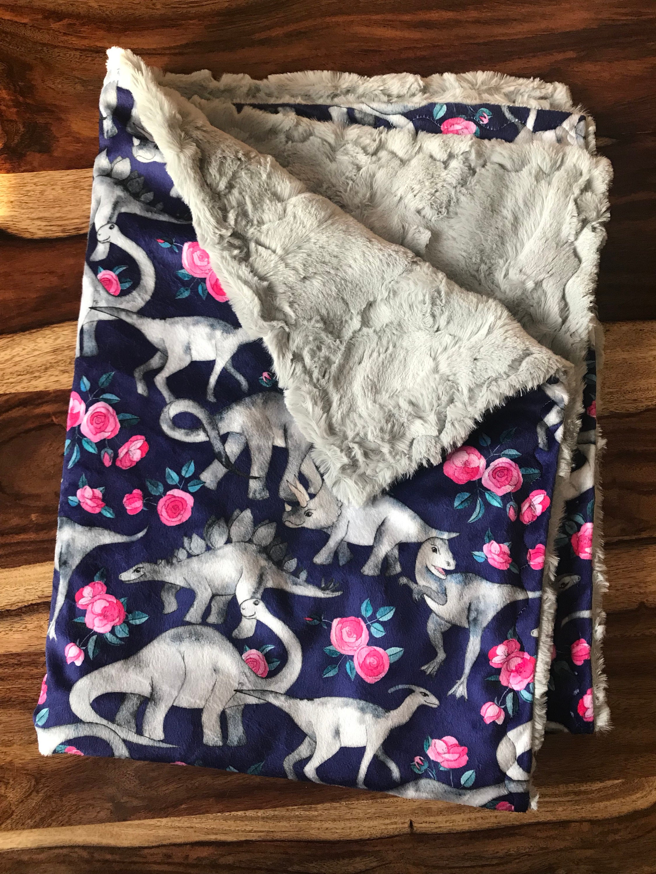 Girl Dinosaur Custom Blanket Dinosaur Nursery Pink Etsy