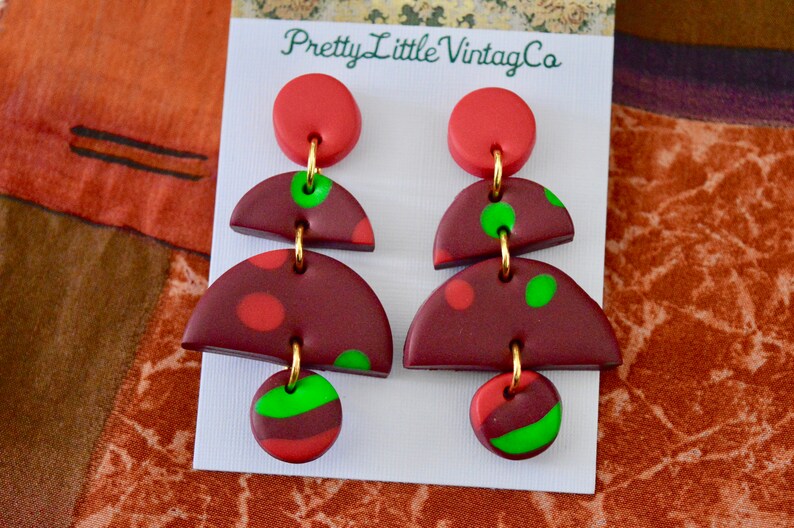 Clay Jewelry Dangle Earrings Polymer Clay Earring Statement Earrings Clay Earrings Pink Earrings Gifts for Her Clay Jewellery