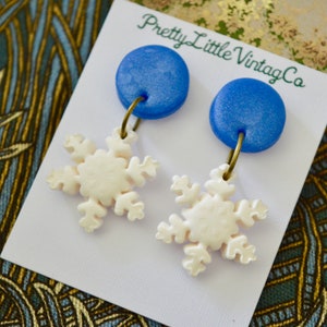 Clay Earrings, Polymer Clay Earrings, Christmas Earrings, Snowflake Earrings, Festive Earrings, Earrings, Vintage Earrings, Gifts for Her