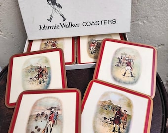 Coasters, Johnnie Walker Coasters, Designer Coasters, Pub Coasters, Coasters in UK, Vintage Coasters, Coaster Set, Vintage Homewares