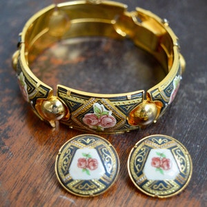 Jewellery Set, Damascene Bracelet, Enamel Earrings, Damascene Earrings, Enamel Bracelet, Gifts for Women, Mothers Day Gift, Wedding Gift