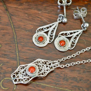 Jewellery Set, Vintage Jewellery, Filagree Earrings, Filagree Necklace, Filagree Jewellery, Gifts for Women, Mothers Day Gift, Wedding Gift