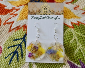 Resin Earrings, Flower Earrings, Real Pressed Flowers, Earrings, Dangle Earrings, Flower Jewelry, Gifts for Her, Mothers Day Gift