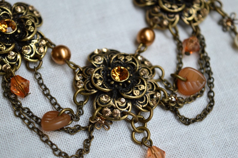 Edwardian Style Necklace Crystal Necklace Pearl Necklace Necklace Tassel Necklace Gifts for Her Floral Necklace Vintage Jewelry
