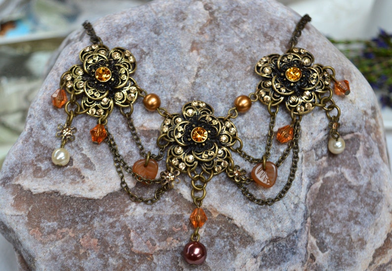 Edwardian Style Necklace Crystal Necklace Pearl Necklace Necklace Tassel Necklace Gifts for Her Floral Necklace Vintage Jewelry