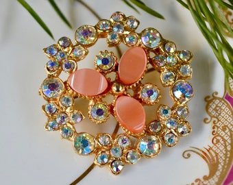 Vintage Brooch, Floral Brooch, Crystal Brooch, Brooch, Brooch Vintage, Vintage Jewellery, Gifts for Her, Mothers Day Gift, Bridesmaid Gift