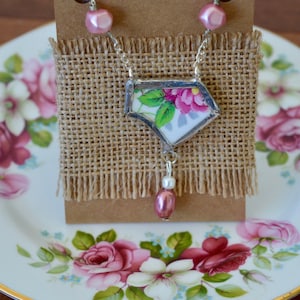 Keramische ketting, porseleinen ketting, vintage ketting, ketting, vintage sieraden, bloemen ketting, geschenken voor haar, moederdag cadeau