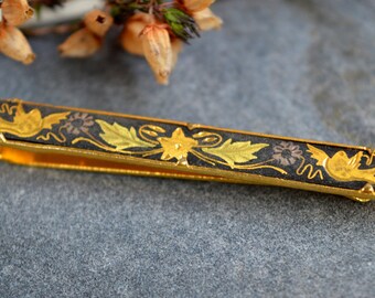 Vintage Tie Bar, Damascene Tie Bar, Floral Tie Bar, Tie Bar Vintage, Tie Bar, Mens Accessories, Vintage Accessories, Suit Accessories