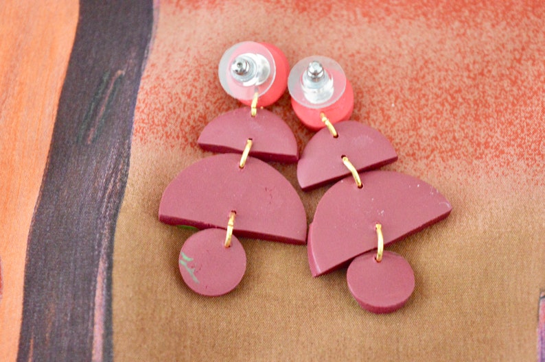 Clay Jewelry Dangle Earrings Polymer Clay Earring Statement Earrings Clay Earrings Pink Earrings Gifts for Her Clay Jewellery