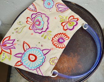 Bolsa bordada, bolsa floral, bolsa de flores, bolsa com alça superior, bolsa de seda, bolsa embelezada, presentes para ela, presente de dia das mães