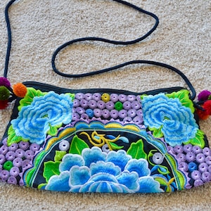 Handtas, bloemenhandtas, geborduurde handtas, bloemenhandtas, bloemenhandtas, schouderhandtas, cadeaus voor haar, zomerhandtas, Boho handtas