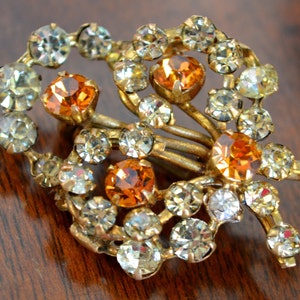 Vintage Brooch, Floral Brooch, Crystal Brooch, Flower Brooch, Orange Brooch, Brooch Vintage, Brooch, Gifts for Her, Mothers Day Gift