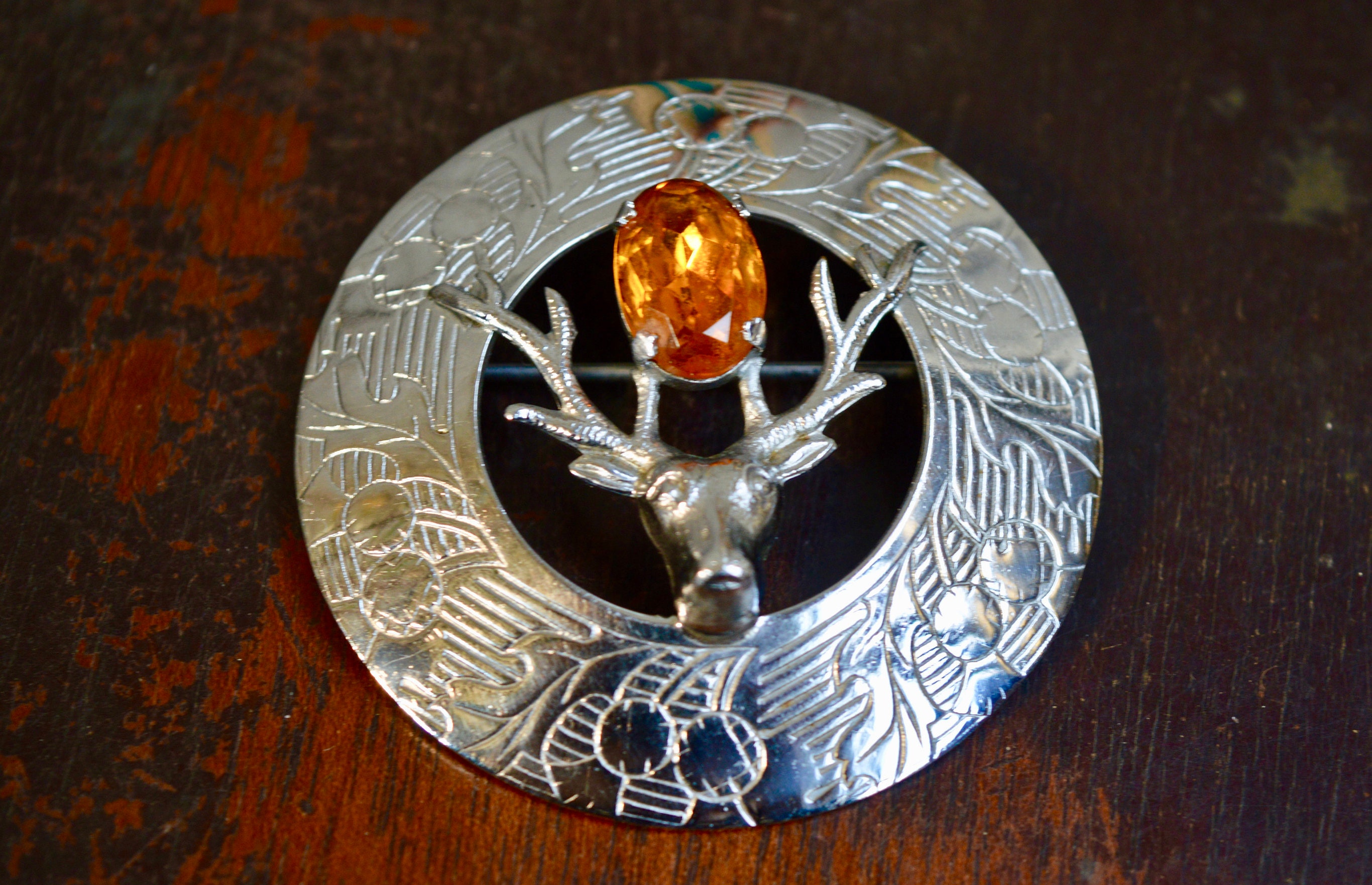 Mizpah Brooch Stag Brooch Thistle Brooch Scottish Brooch Etsy UK