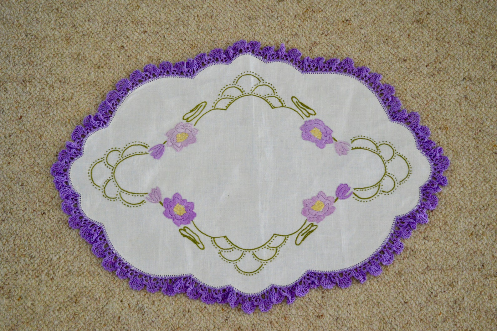 Vintage Linen Vintage Tray Cloth Crochet Linen Crochet Tray Etsy