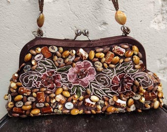 Bolsa com miçangas, bolsa floral, bolsas no Reino Unido, bolsa floral, bolsa vintage, bolsa enfeitada, bolsa com alça superior, bolsa clutch