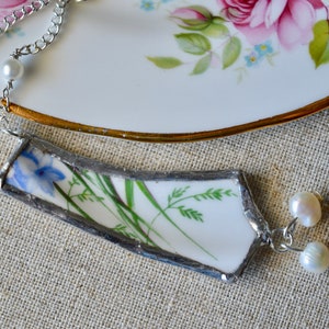 Vintage ketting, porseleinen ketting, keramische ketting, bloemen ketting, China ketting, bloem ketting, ketting, huwelijkscadeau, vrouwen cadeau