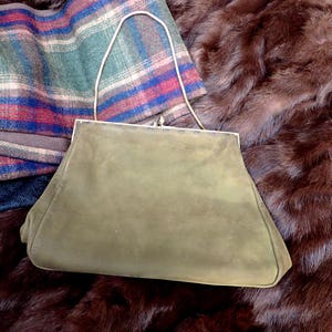 Vintage Handbag, Suede Handbag, Green Handbag, Vintage Clutch, Handbag, Clutch, Suede Clutch, Gifts for Her, Birthday Gift